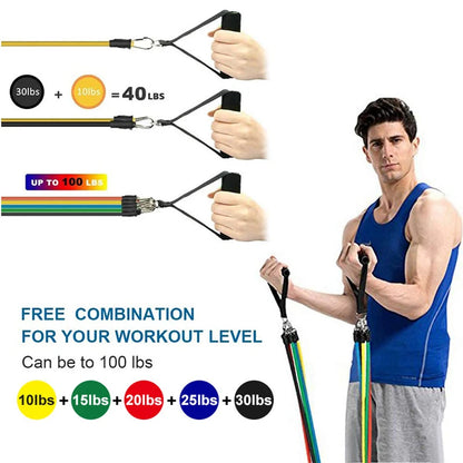 11pcs/Set Pull Rope, Resistance Bands, Portable Fitness Equipment,