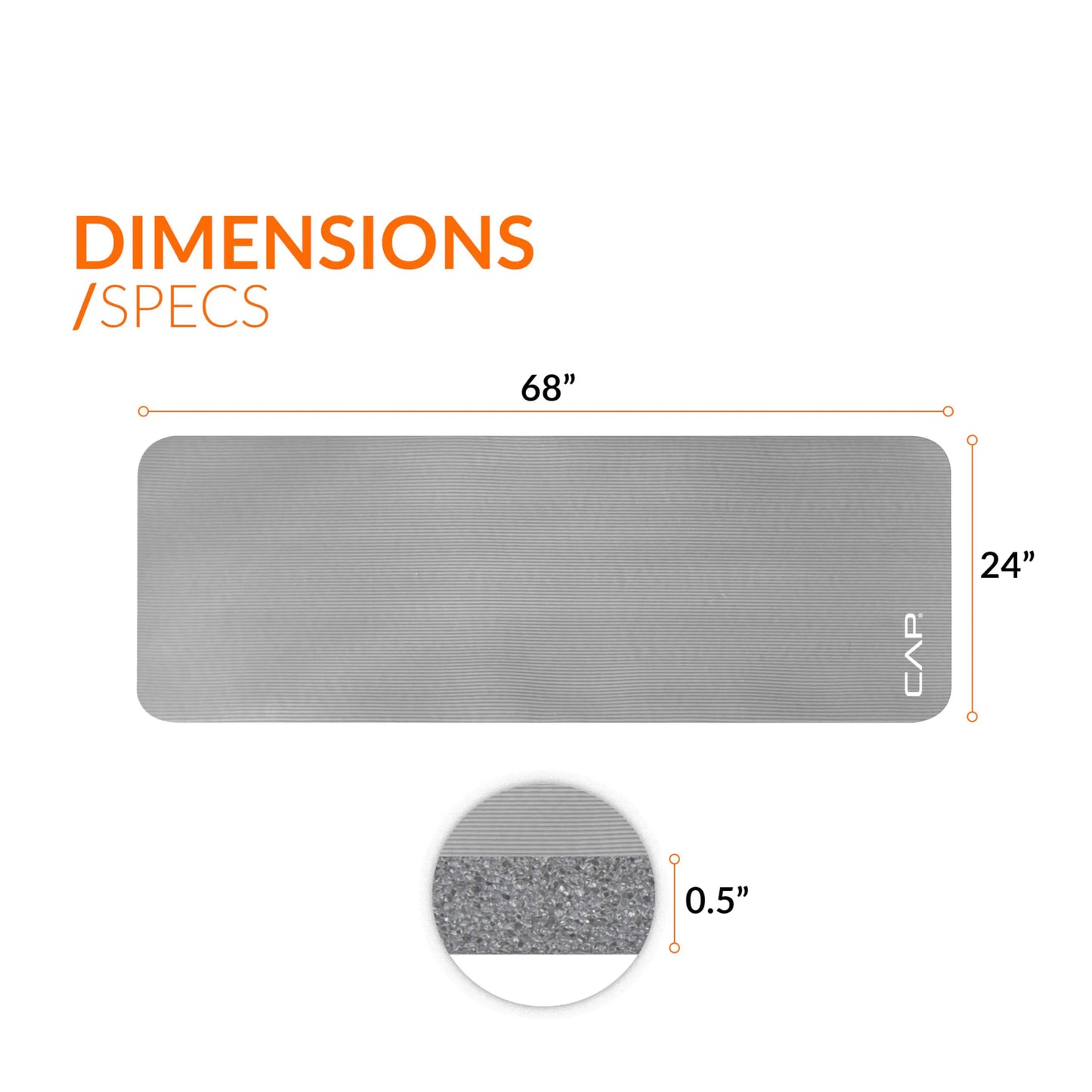 1/2 Inch High Density Exercise Yoga Mat with Strap
