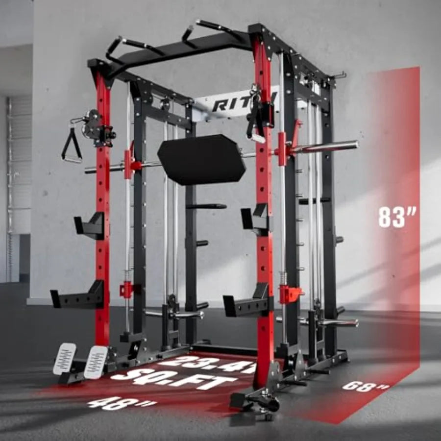 All-in-One Squat Rack with LAT-Pull Down Cable Crossover System.