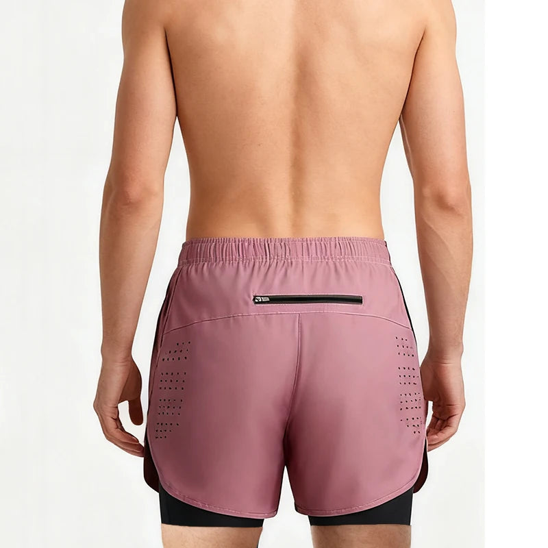 New men's running double-layer shorts.