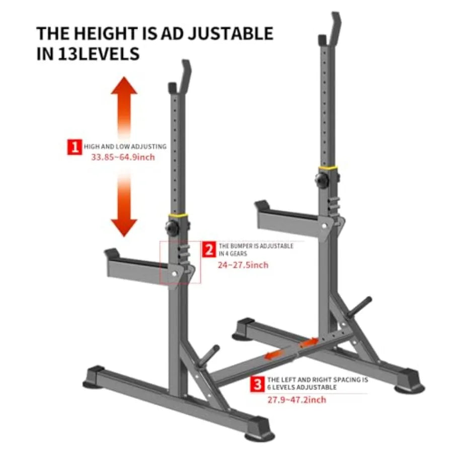Adjustable Squat Rack Multi-Function Barbell Rack.