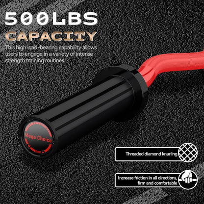 Barbell Bar for Weightlifting. - 4FT Short (500LB) 47" EZ Curl Bar.