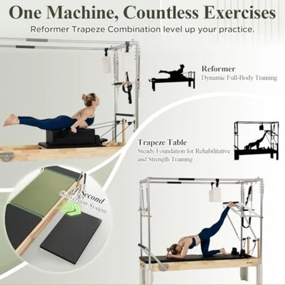 Reformer Machine with Cadillac Trapeze Table.