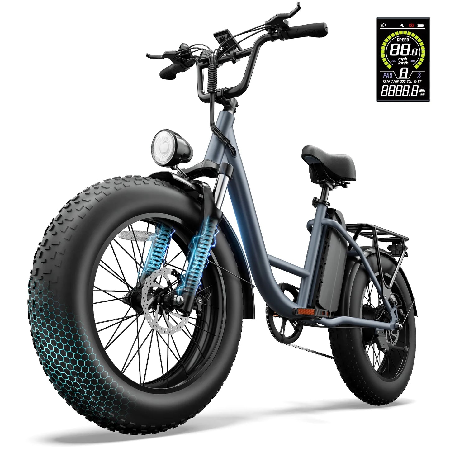 Fat Tire E-Bike 1500W Motor 48V 15.6Ah Battery 100Mi Range),