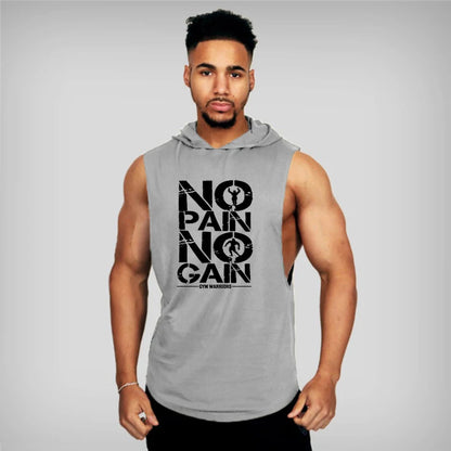 Mens Bodybuilding Sleeveless Hooded Shirts.