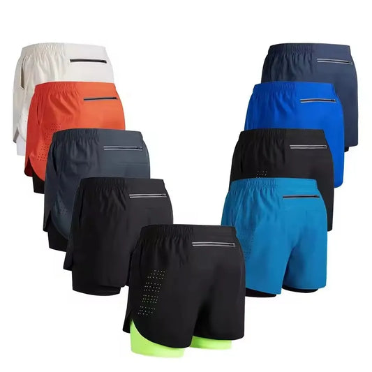 New men's running double-layer shorts.