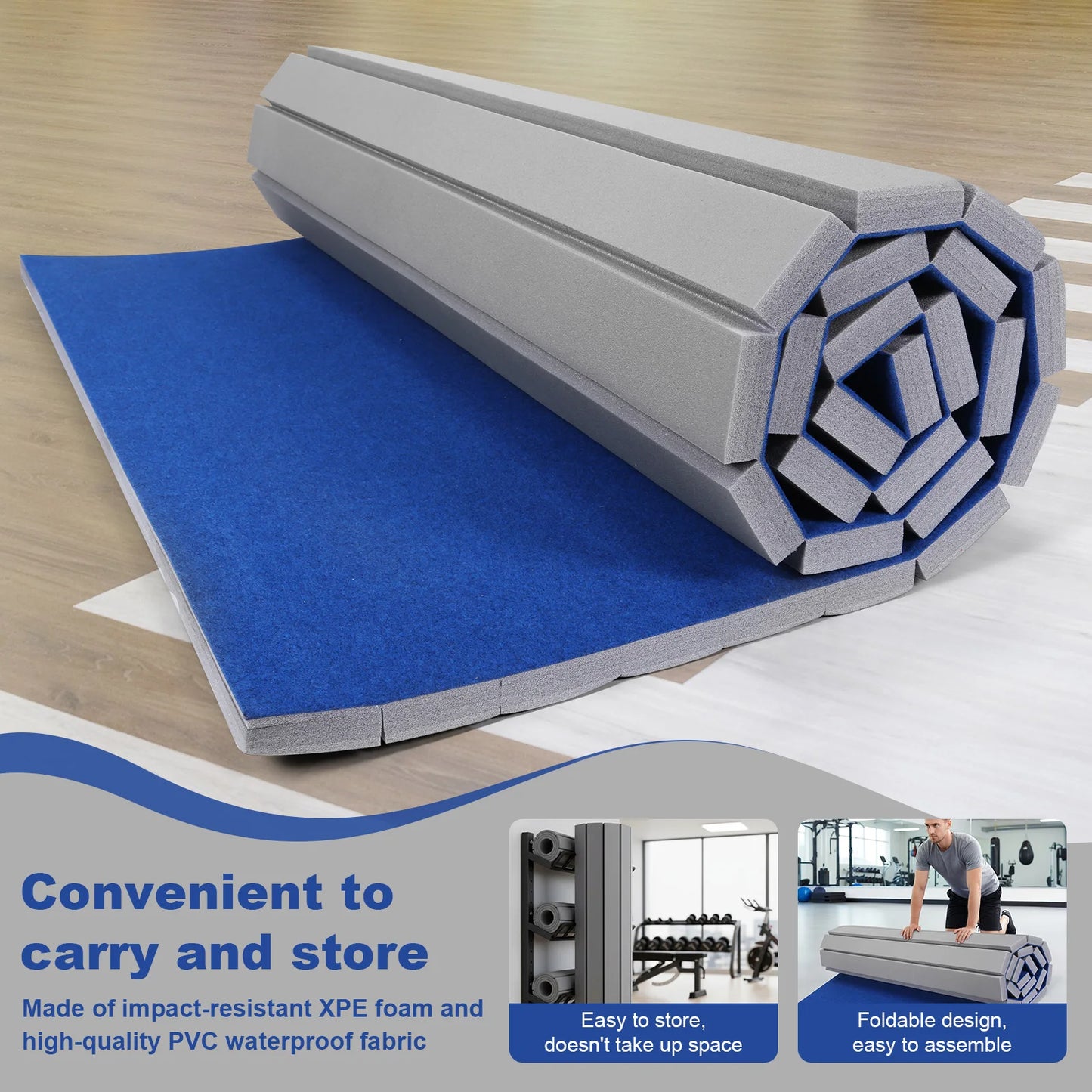Grippy Surface Extra Thick Roll-Up Exercise Mat for Yoga Pilates Fitness.
