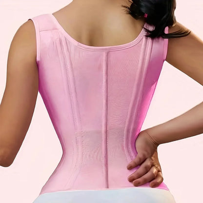 Waist Cincher Corset Vest with Zipper and Button Closure.