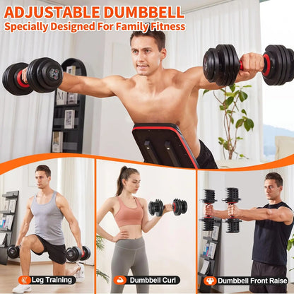 Adjustable Dumbbell Set 10-in-1 25LB/55LB with Safe Lock System.