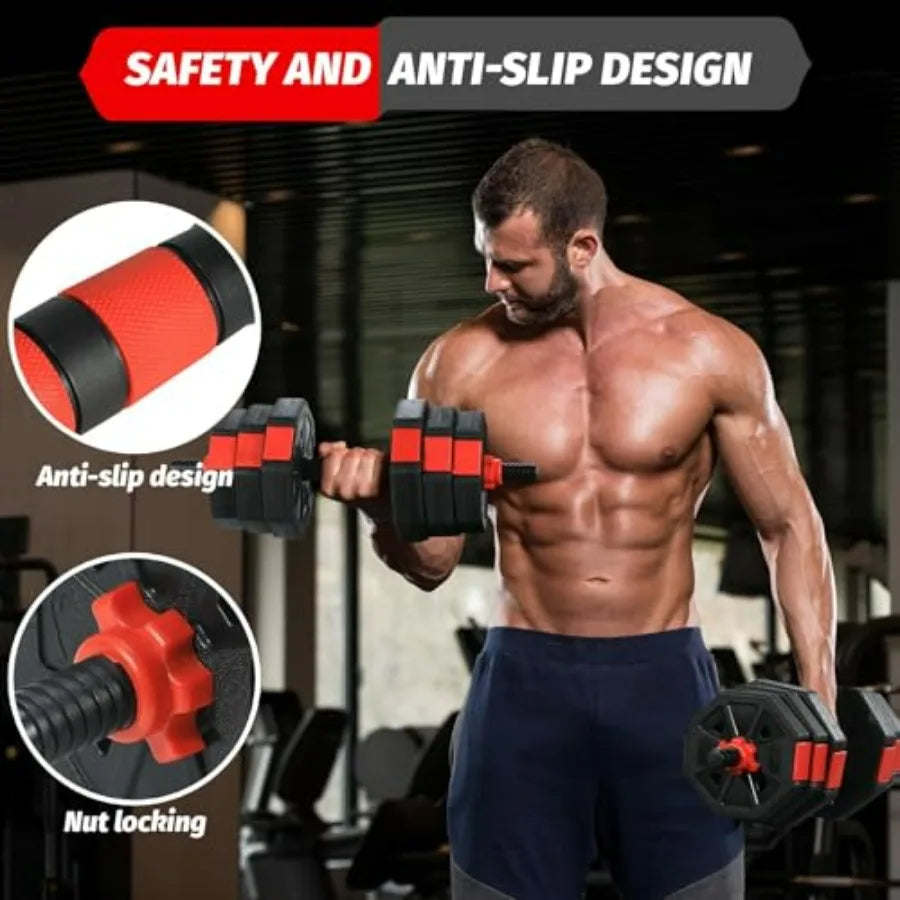 4-in-1 Octagonal Adjustable Dumbbell Set 66 Lbs.