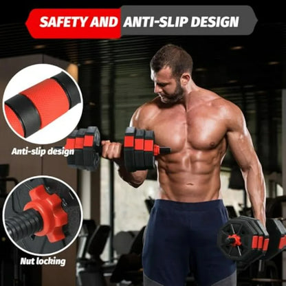 4-in-1 Octagonal Adjustable Dumbbell Set 66 Lbs.