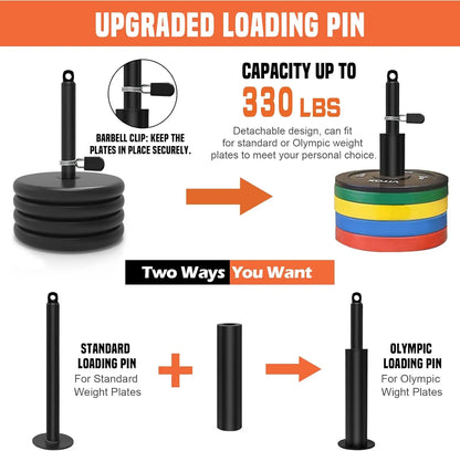 2-in-1 Lat Bar and Loading Pin, Ideal for Triceps, Biceps, Back Workouts