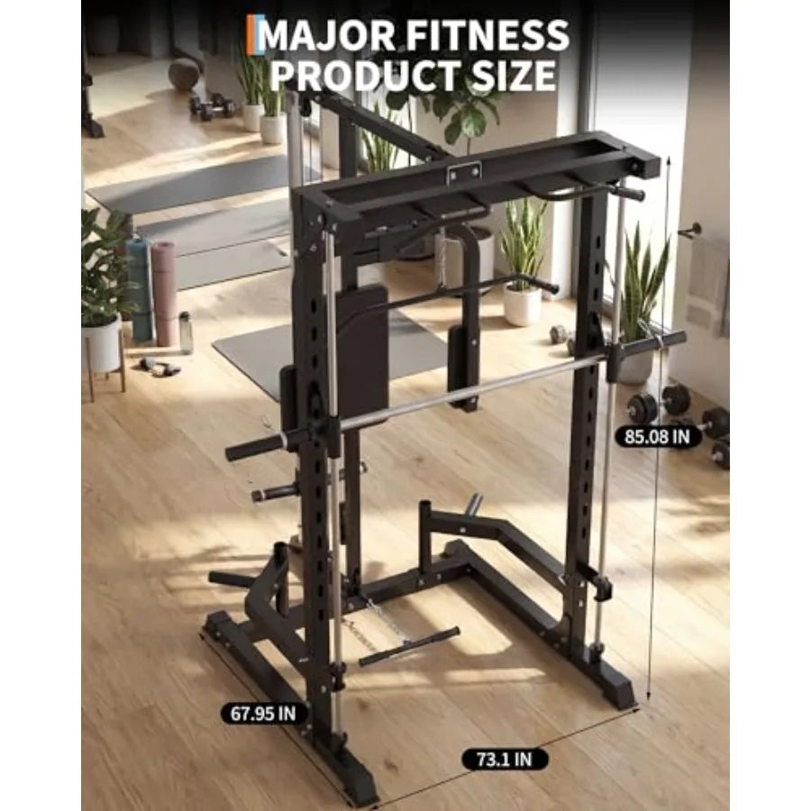 Smith Machine with Bench Heavy Duty Power Cage Squat Rack.