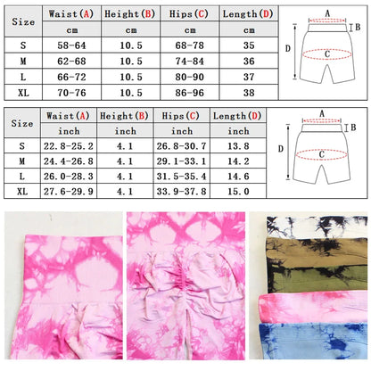 Tie-Dye Yoga Shorts for Women High Elastic Gym Shorts.