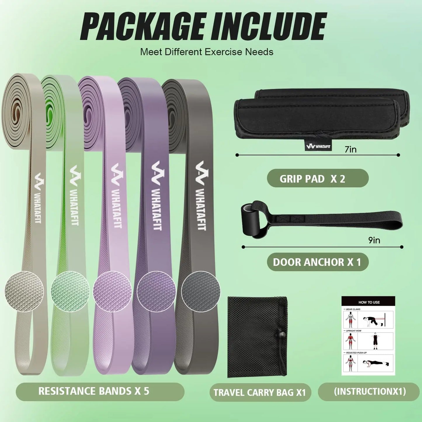 Resistance Bands Set with Handles and Door Anchor for Home Fitness.