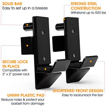 Power Rack J-Hooks Attachments Heavy Duty Barbell Holders.