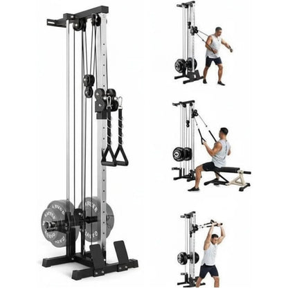 Dual Pulley Cable Crossover Machine LAT Pulldown Bar & Foot Board.