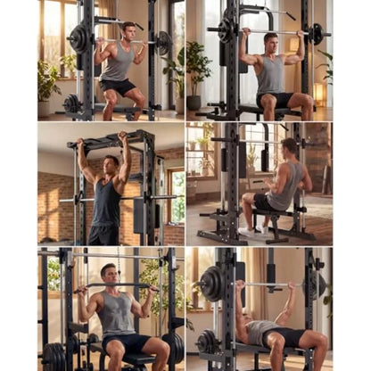 Smith Machine with Bench Heavy Duty Power Cage Squat Rack.