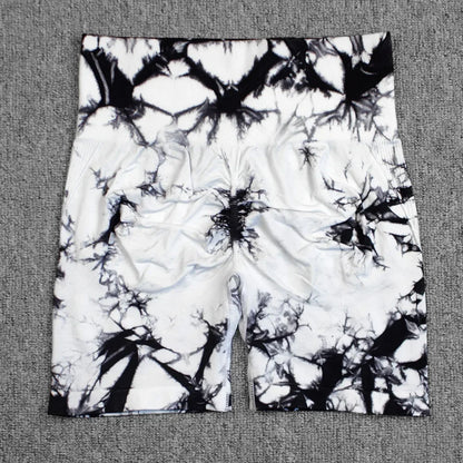 Tie-Dye Yoga Shorts for Women High Elastic Gym Shorts.