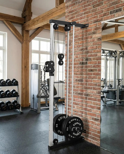 Dual Pulley Cable Crossover Machine LAT Pulldown Bar & Foot Board.