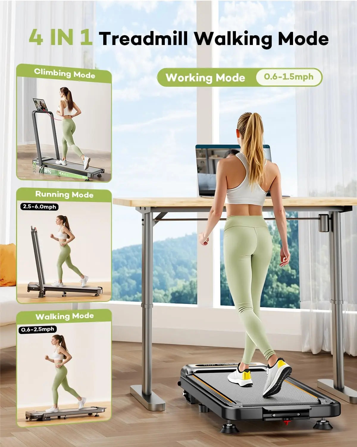 Foldable Treadmill with 12% Incline,3.5HP Low Noise.