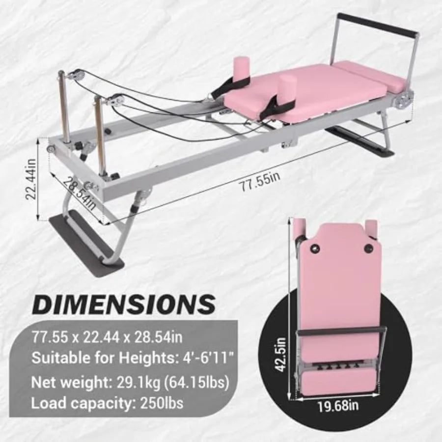 Foldable Pilates Reformer with Jump Board.