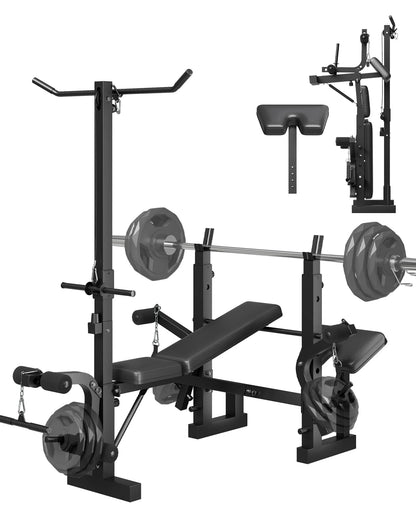 Adjustable 4-in-1 Weight Bench Set with Leg Developer.