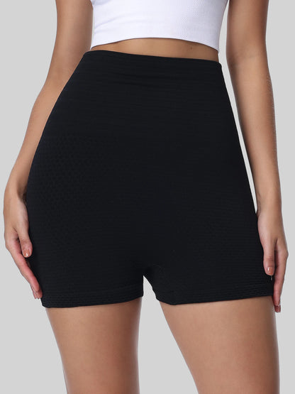 Women's Black Knitted Fabric Track Shorts Casual High Waist.