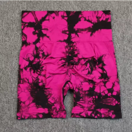Tie-Dye Yoga Shorts for Women High Elastic Gym Shorts.