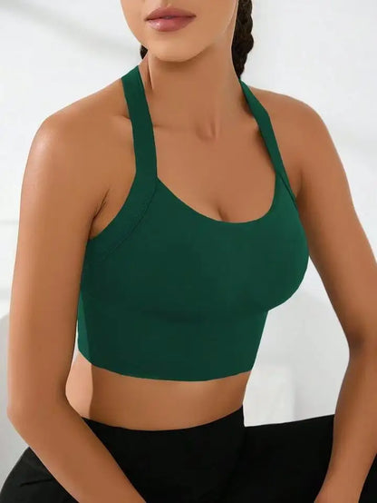 cross-back sports bra, no chest pad, adjustable size.
