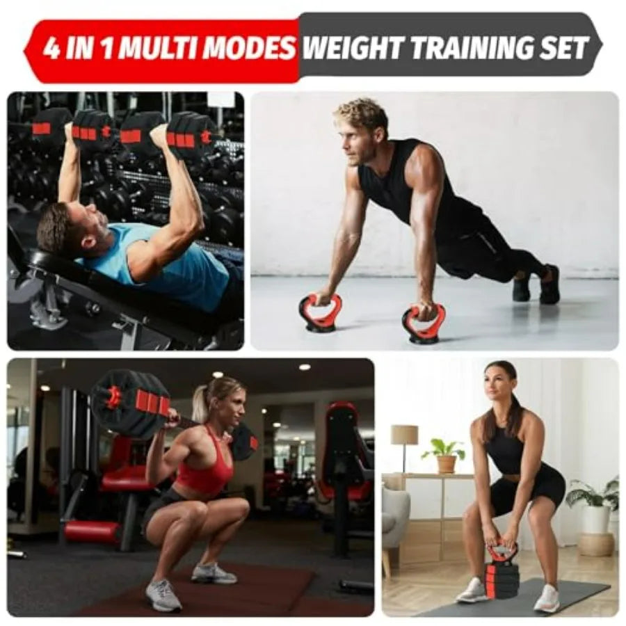 4-in-1 Octagonal Adjustable Dumbbell Set 66 Lbs.