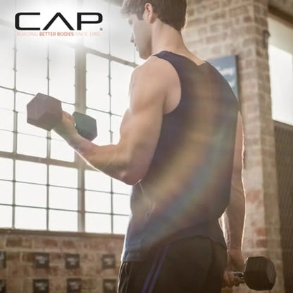 Rubber Coated Hex Dumbbell Set with Vertical Rack 100-300 lbs.