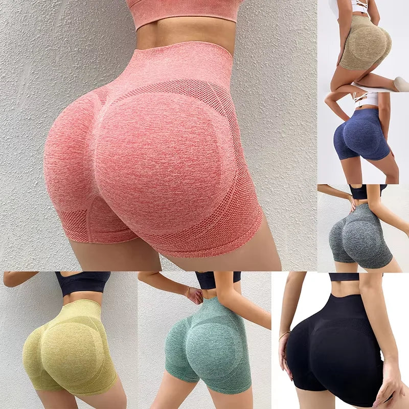 Women's New Fitness High Waist Push Up Gym Shorts .
