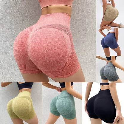 Women's New Fitness High Waist Push Up Gym Shorts .