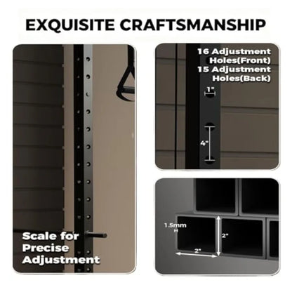 Power Squat Rack with Cable Crossover Pulley System.