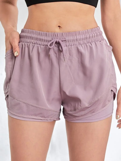 Women's Elastic Sports Shorts, Shorts With Pockets.