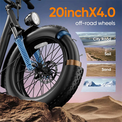 Fat Tire E-Bike 1500W Motor 48V 15.6Ah Battery 100Mi Range),