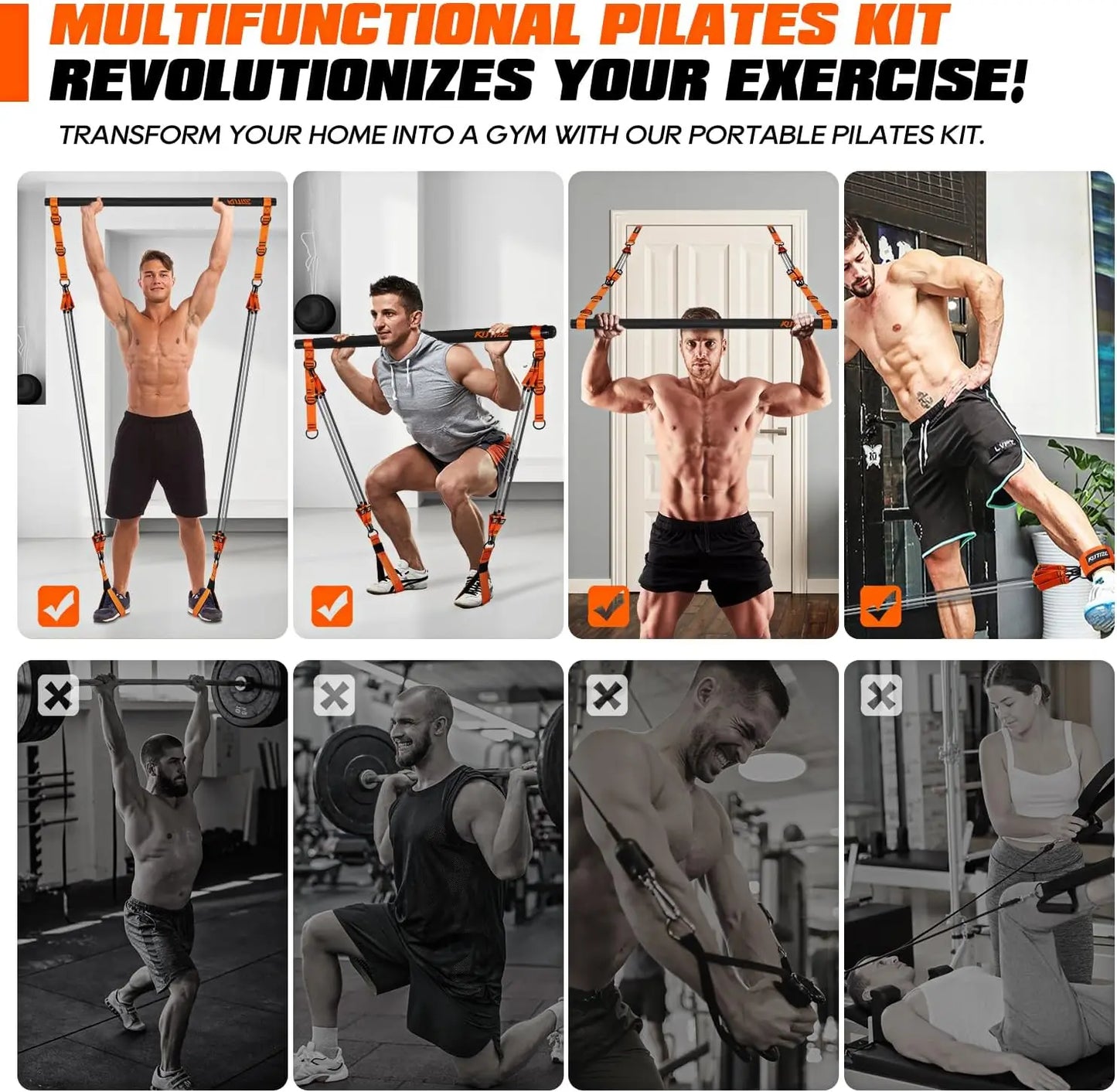 Heavy Duty Pilates Bar Kit with Resistance Bands.