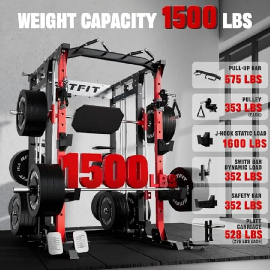 All-in-One Squat Rack with LAT-Pull Down Cable Crossover System.