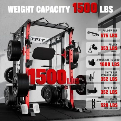 All-in-One Squat Rack with LAT-Pull Down Cable Crossover System.