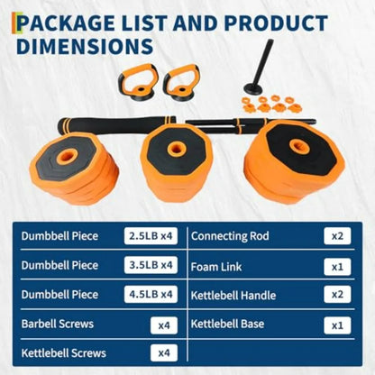 4 in 1 Dumbbells Set Used as Barbell Kettlebells Push Up Stand