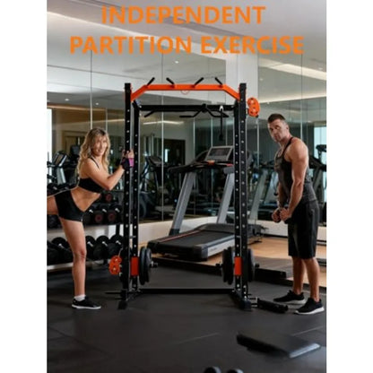 Power Squat Rack with Cable Crossover Pulley System.