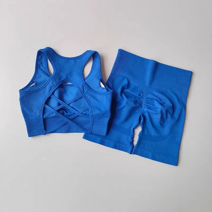 2 PCS Women's Seamless Yoga Set Sexy Sport Bra.