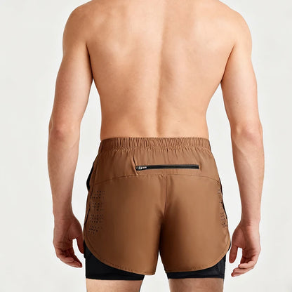 New men's running double-layer shorts.