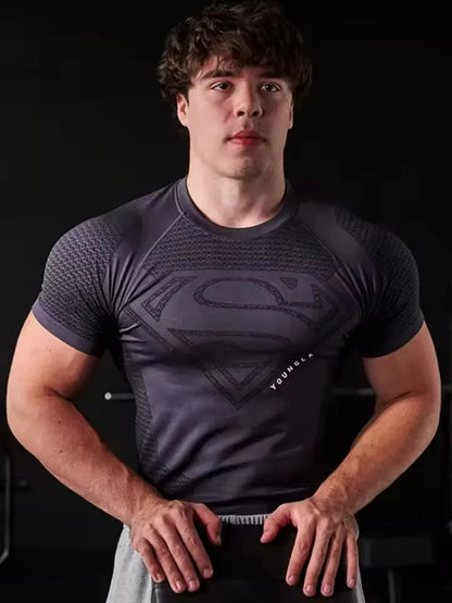 New style Men's High Elastic Quick Dry Sports T-Shirt Workout Breathable.