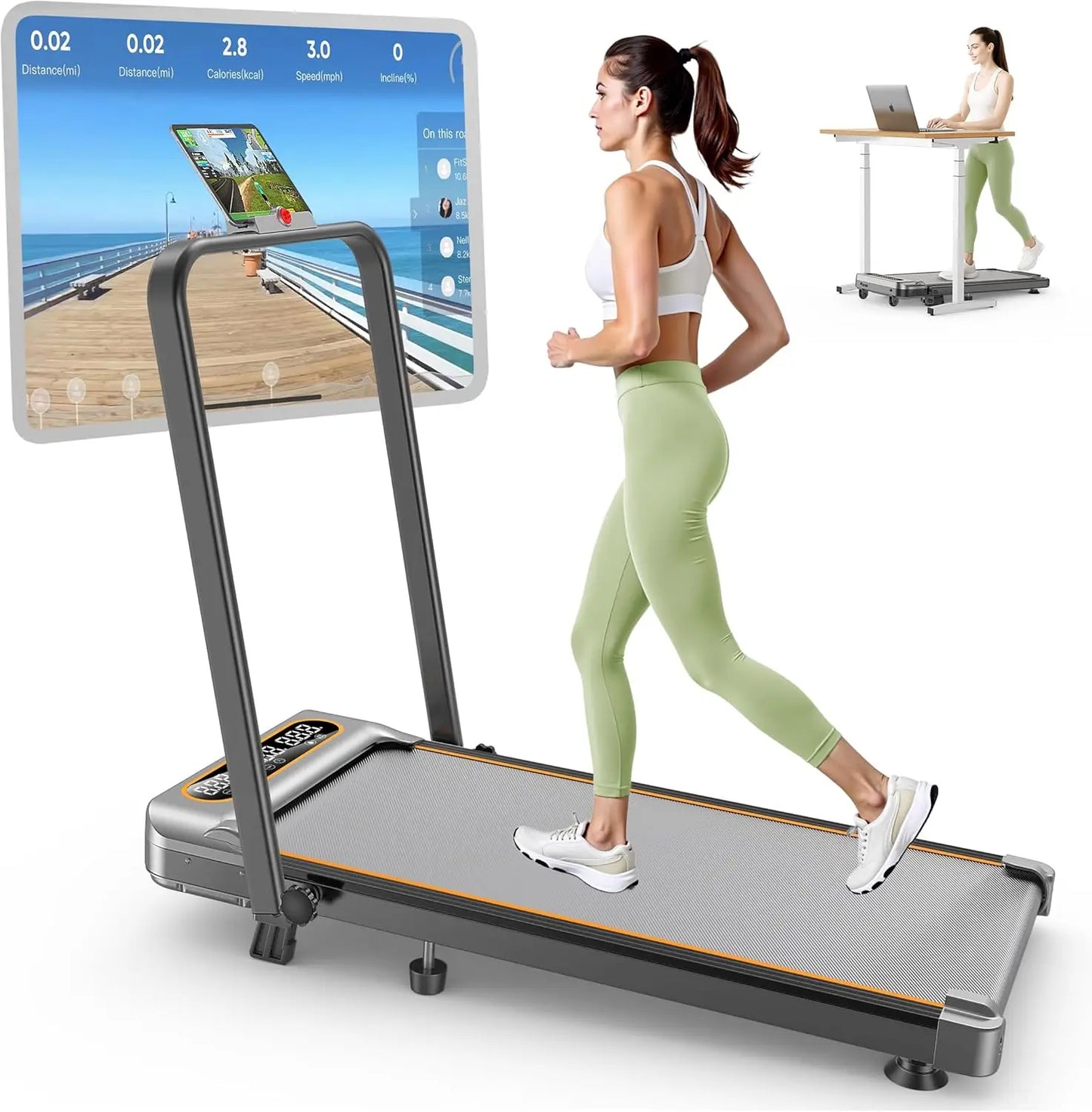 Foldable Treadmill with 12% Incline,3.5HP Low Noise.