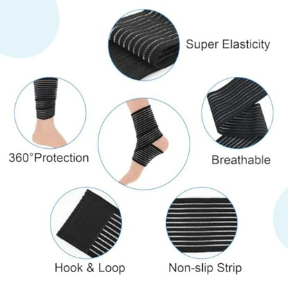 Black Elastic Ankle Compression Bandage 4PCS.