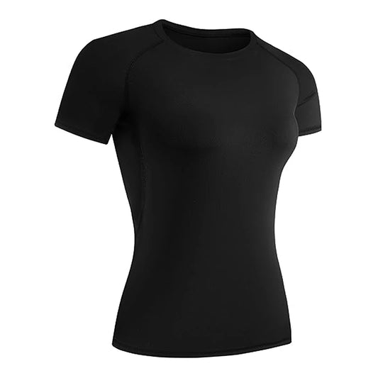 Women's Compression Shirt Short Sleeve Athletic Yoga Running T-Shirt.