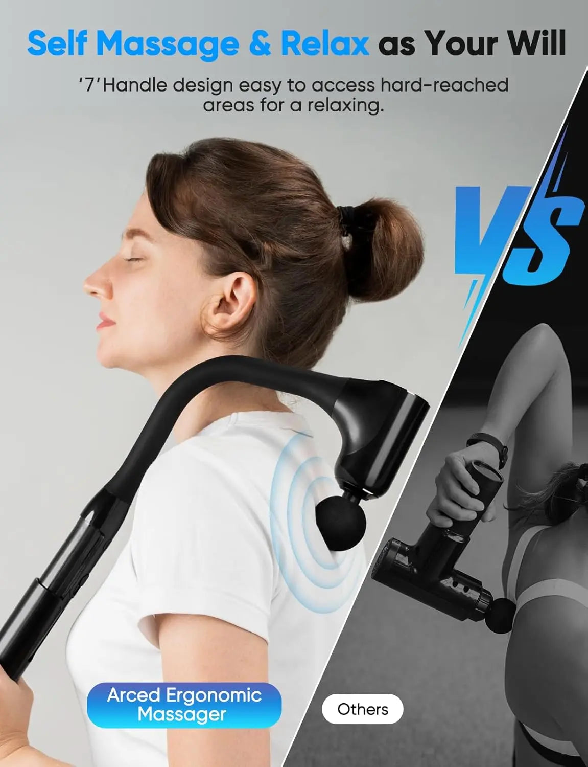 Deep Tissue Massage Gun with Extended Handle,