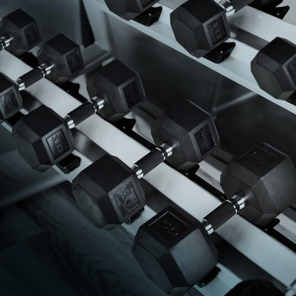 Rubber Grip Hex Dumbbells.